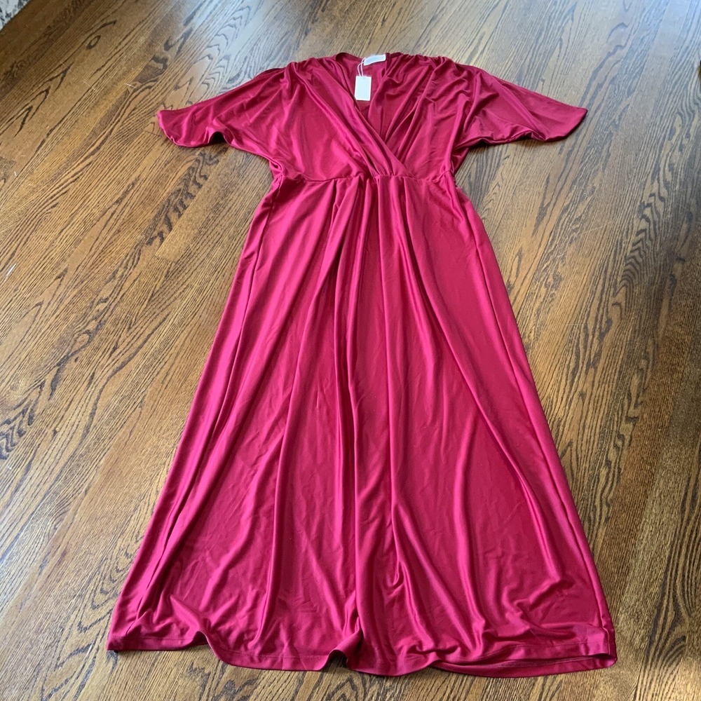 NEW Women's Plus Sz 3X Maxi Dress 22W 24W Red Crimson Cocktail Vamp NWT